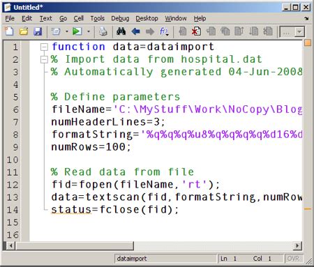 Text files often contain a mix of numeric and text data as well as variable and row names. . Matlab textscan